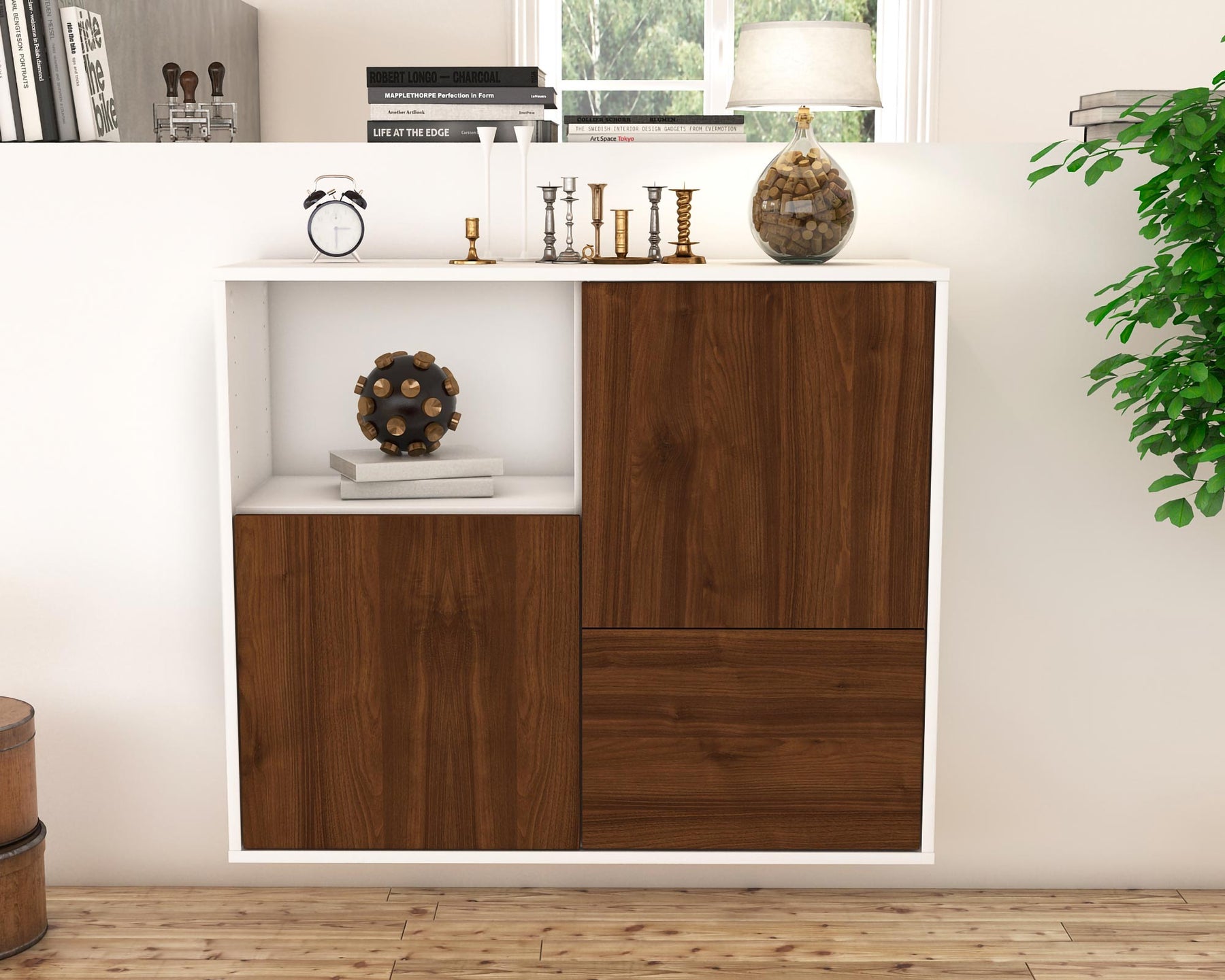 Sideboard Boise, Walnuss, hängend (92x79x35cm)