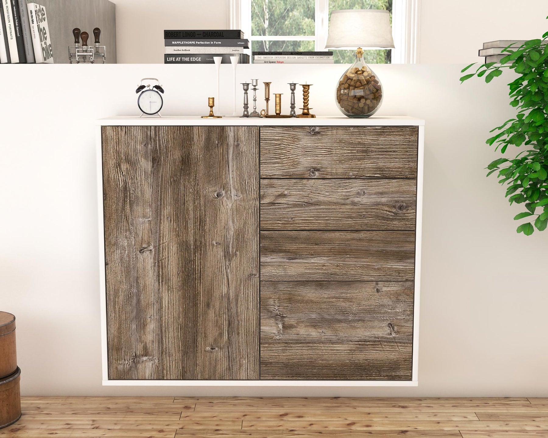 Sideboard Tacoma, Treibholz, hängend (92x79x35cm)