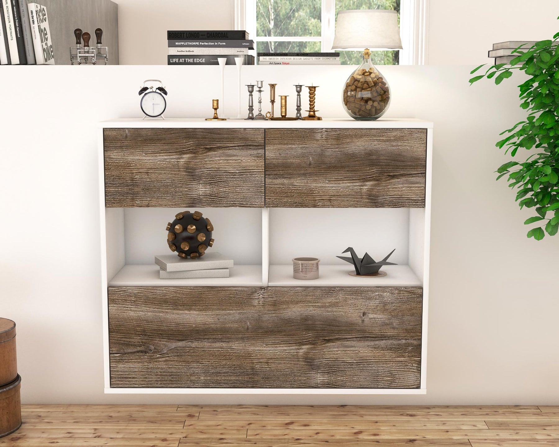 Sideboard Newport News, Treibholz, hängend (92x79x35cm)