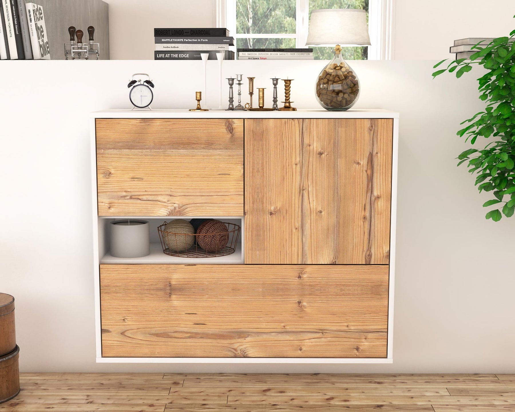 Sideboard Santa Clarita, Pinie, hängend (92x79x35cm)