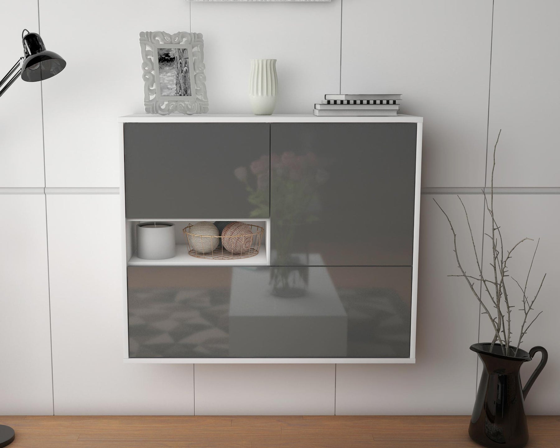 Sideboard Santa Clarita, Grau, hängend (92x79x35cm)