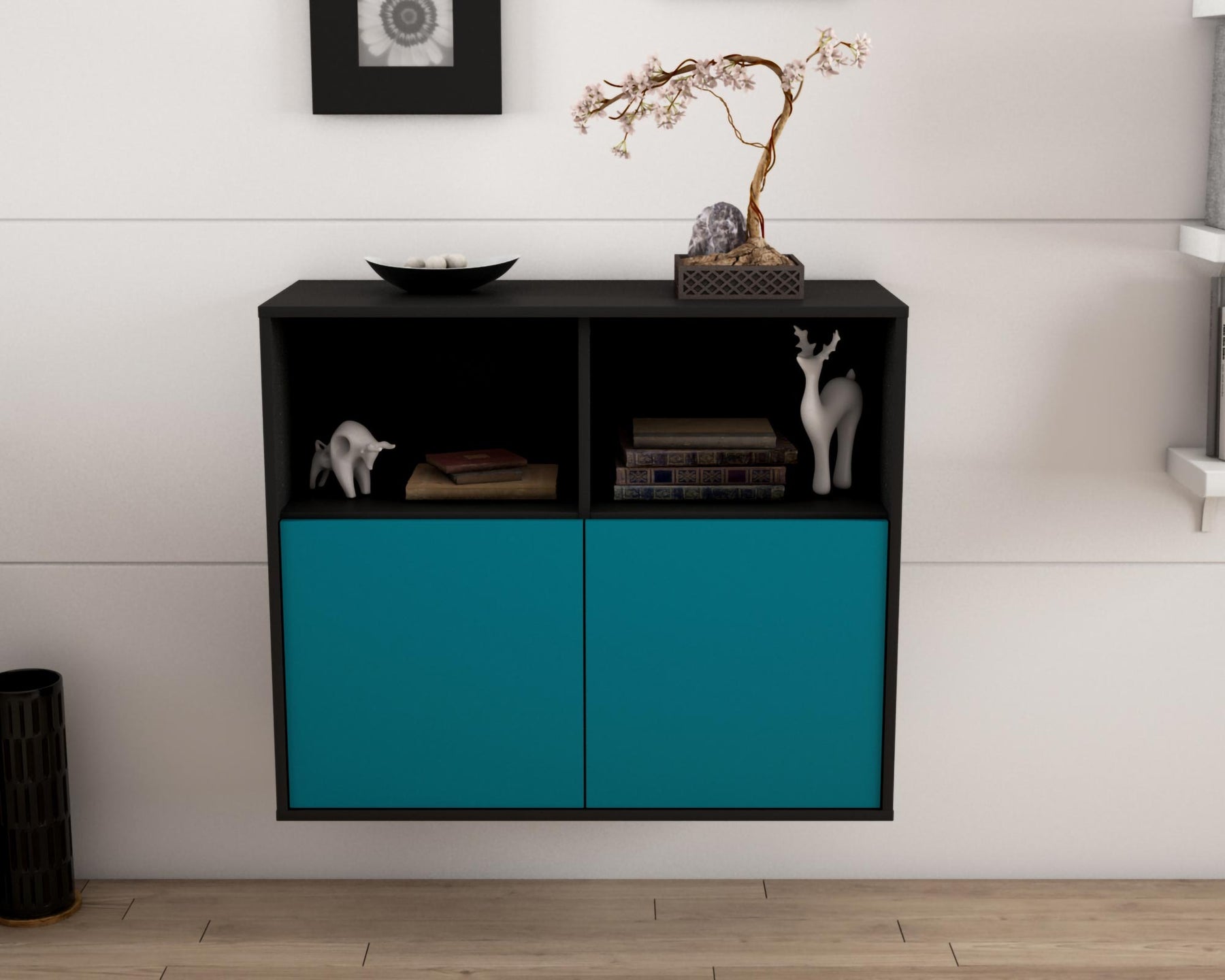 Sideboard Rochester, Türkis, hängend (92x79x35cm)