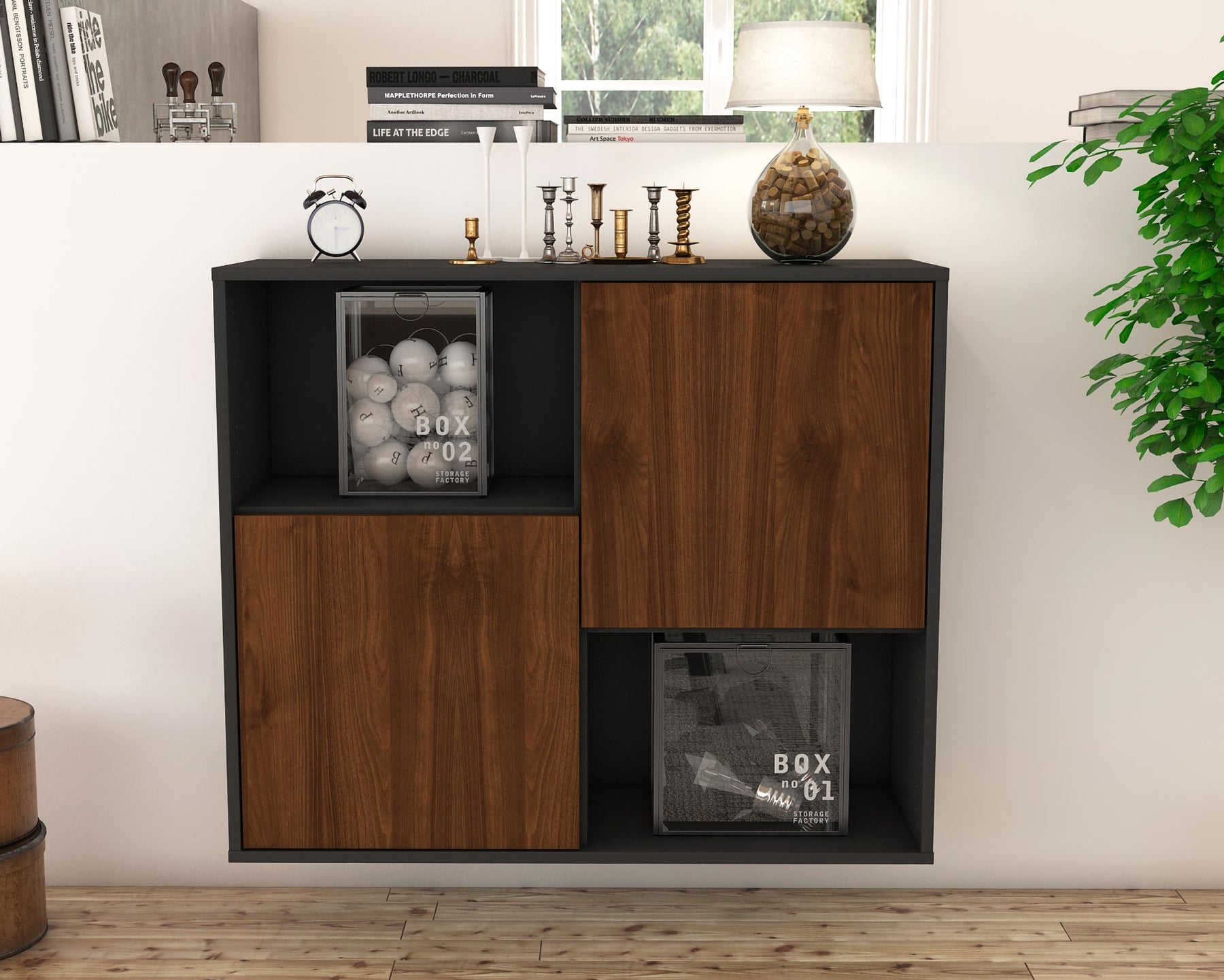 Sideboard Modesto, Walnuss, hängend (92x79x35cm)