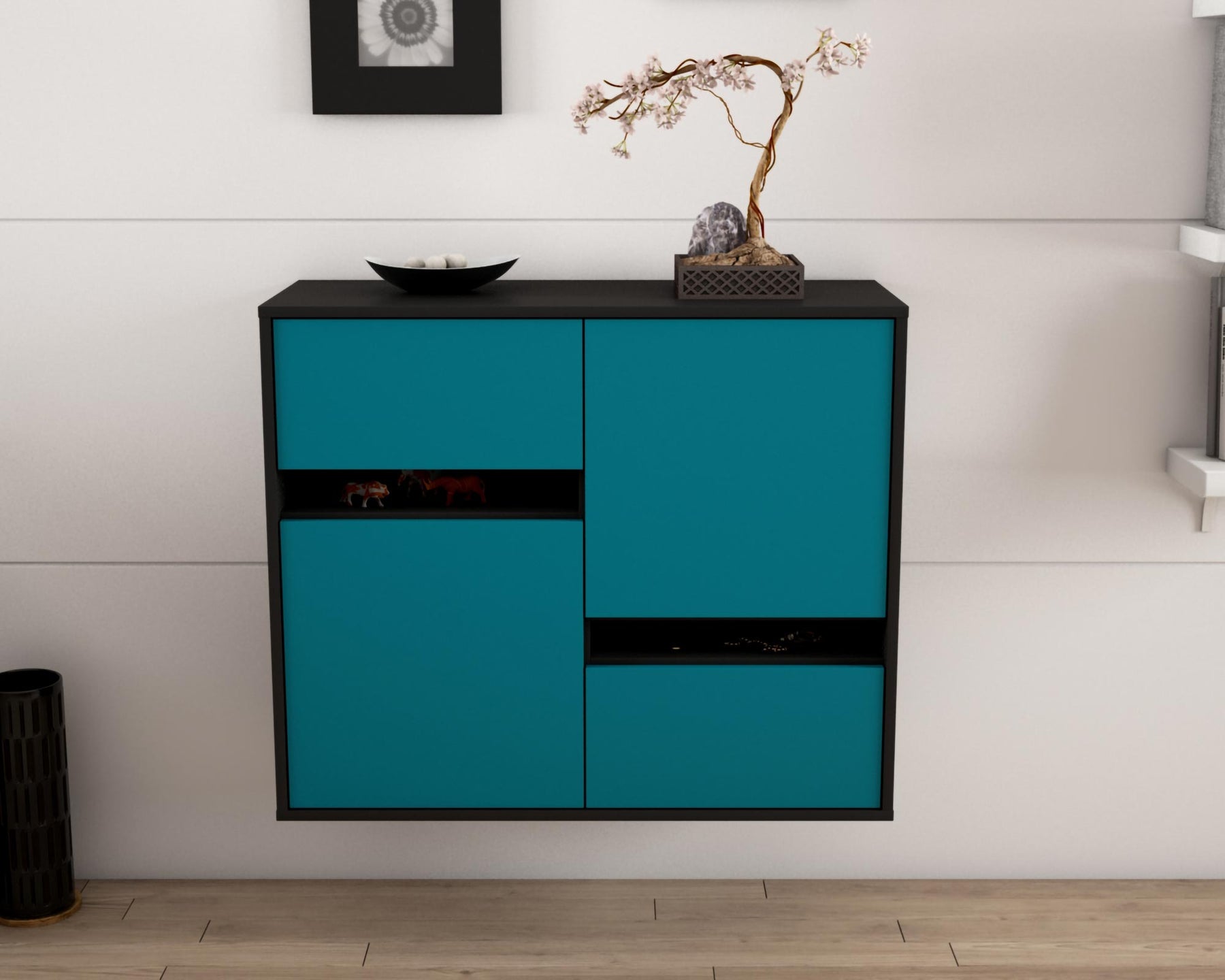 Sideboard Irvine, Türkis, hängend (92x79x35cm)