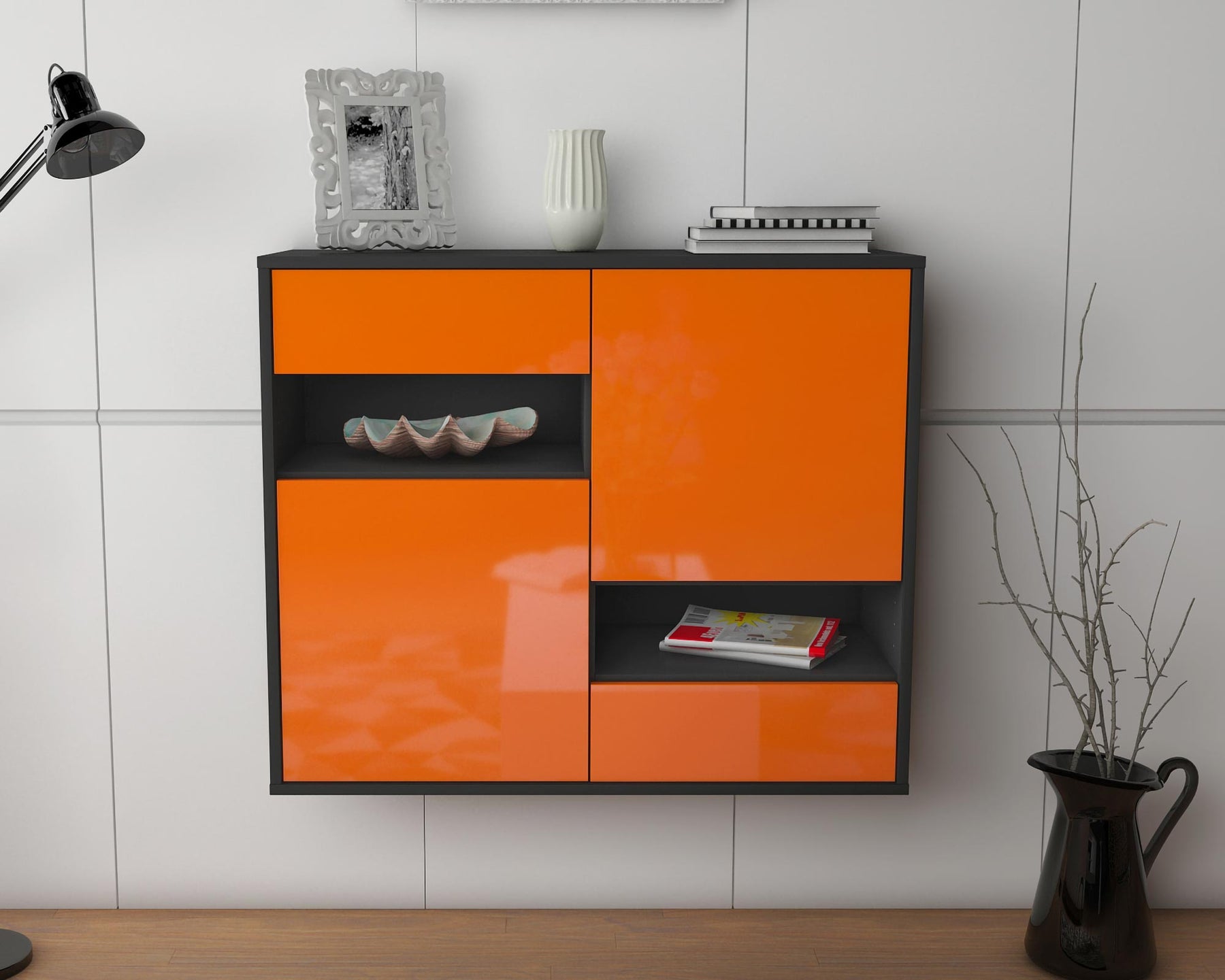 Sideboard Spokane, Orange, hängend (92x79x35cm)