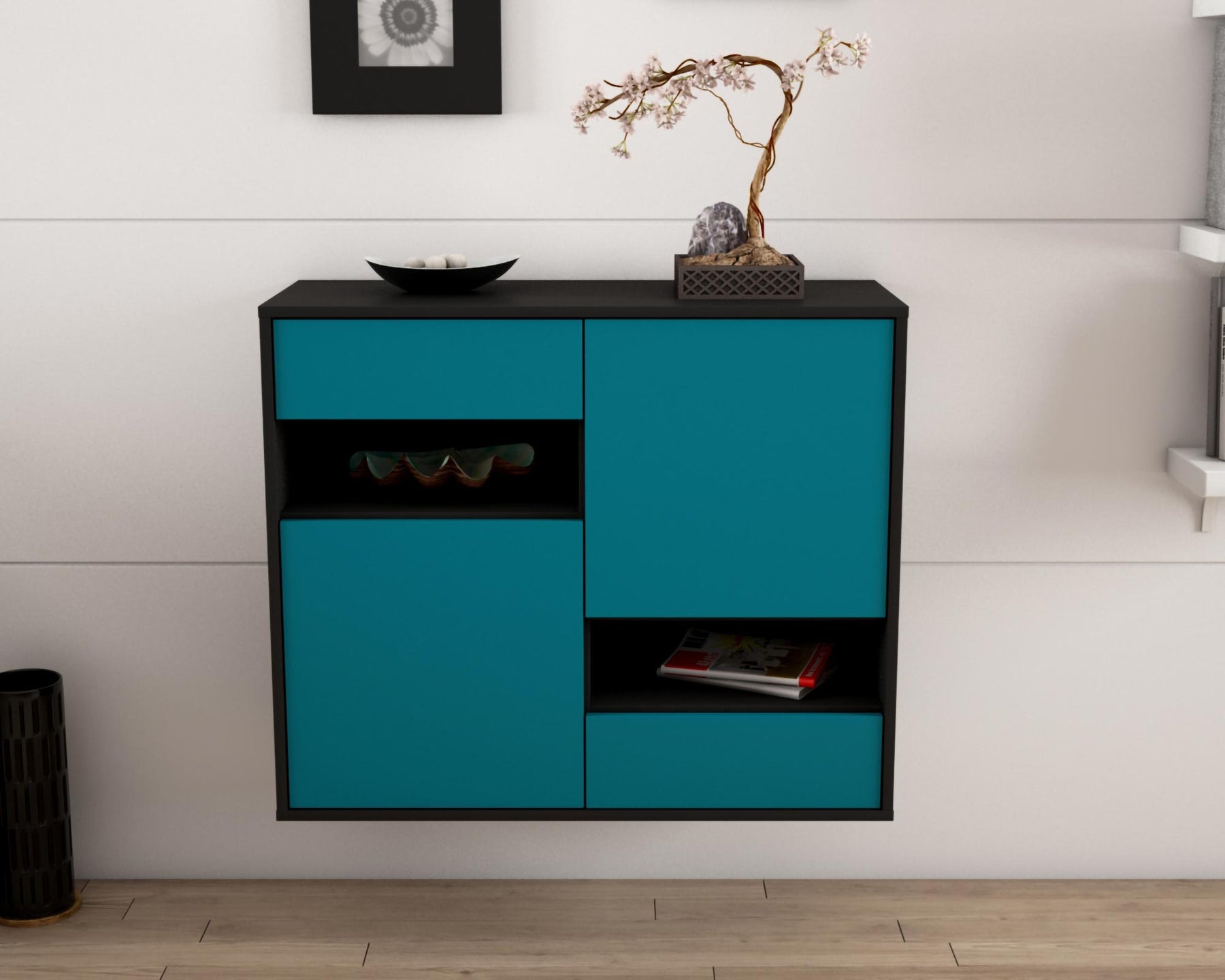 Sideboard Spokane, Türkis, hängend (92x79x35cm)