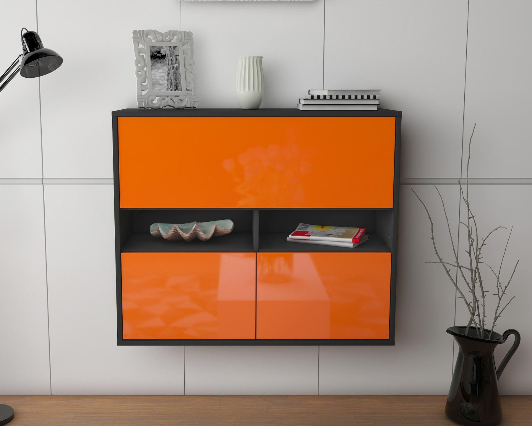 Sideboard San Bernardino, Orange, hängend (92x79x35cm)