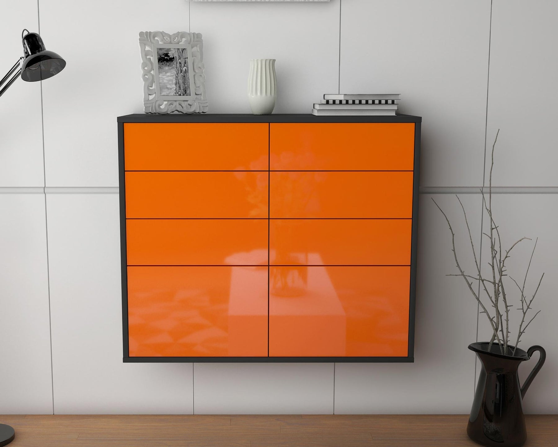 Sideboard Des Moines, Orange, hängend (92x79x35cm)