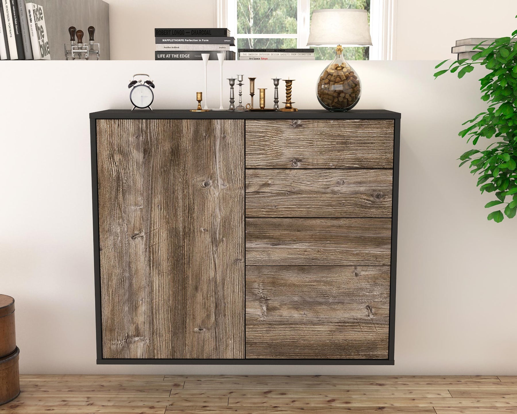 Sideboard Tacoma, Treibholz, hängend (92x79x35cm)