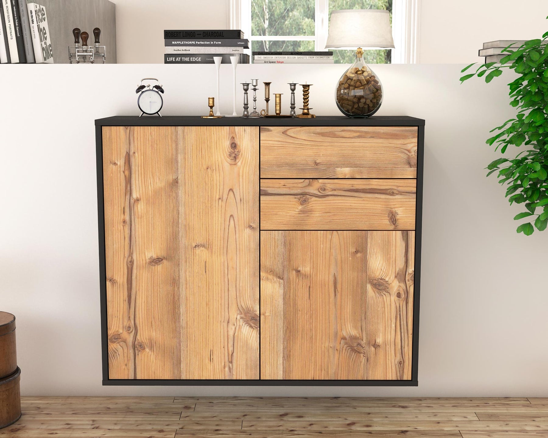 Sideboard Huntington Beach, Pinie, hängend (92x79x35cm)