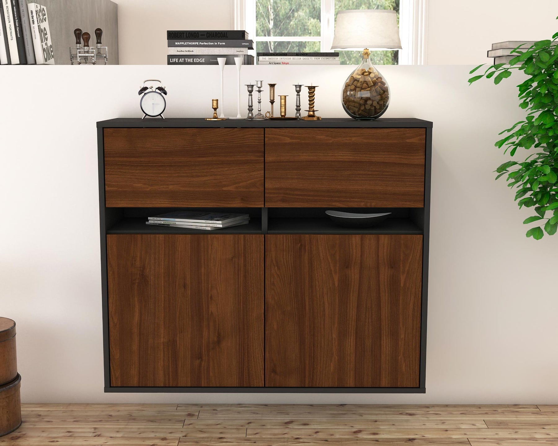 Sideboard Fort Lauderdale, Walnuss, hängend (92x79x35cm)