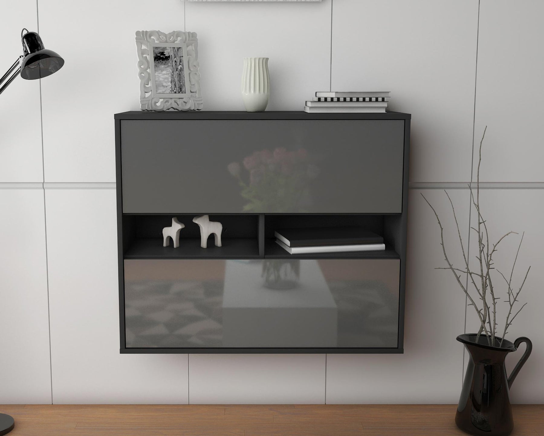 Sideboard Jackson, Grau, hängend (92x79x35cm)