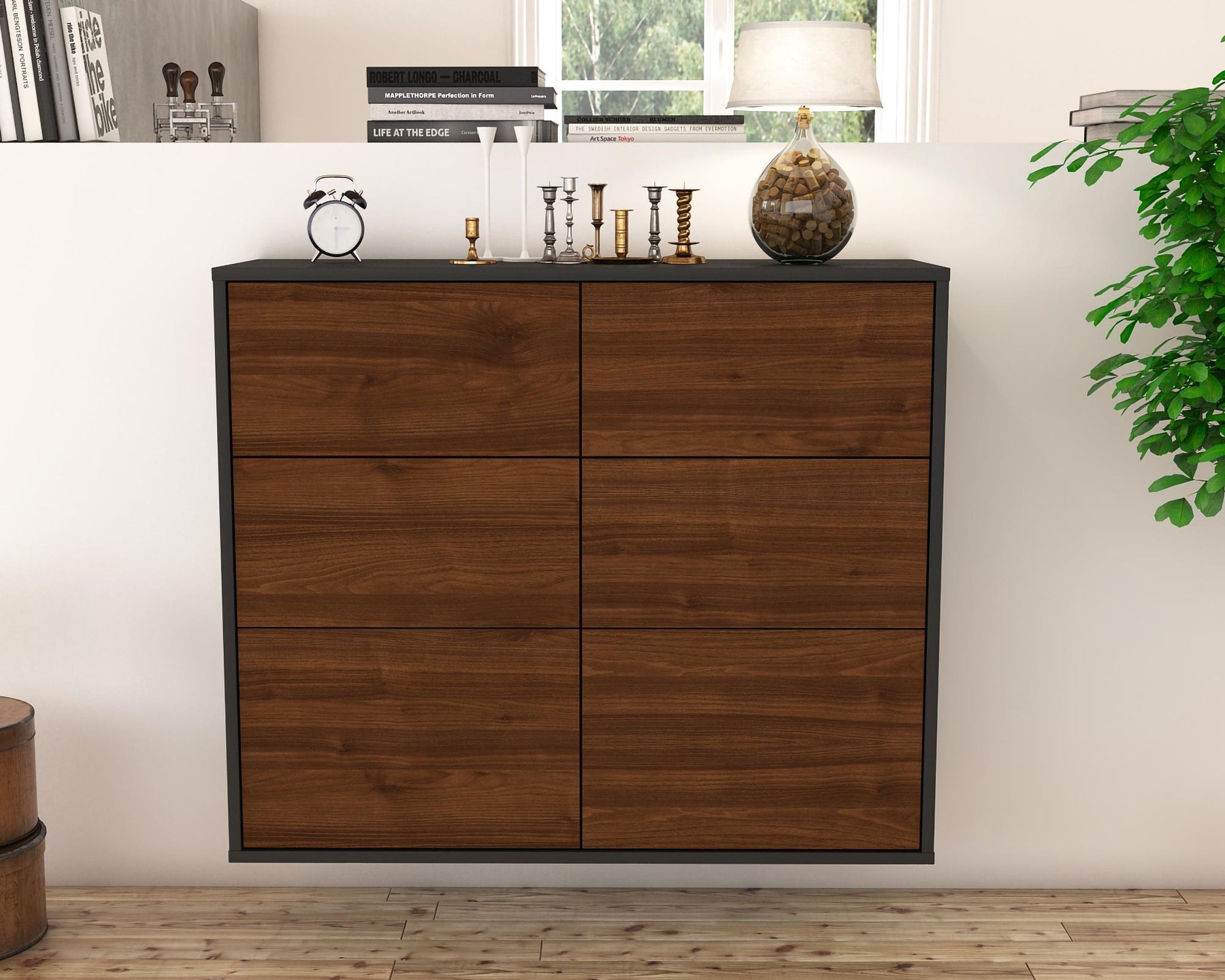 Sideboard Tempe, Walnuss, hängend (92x79x35cm)