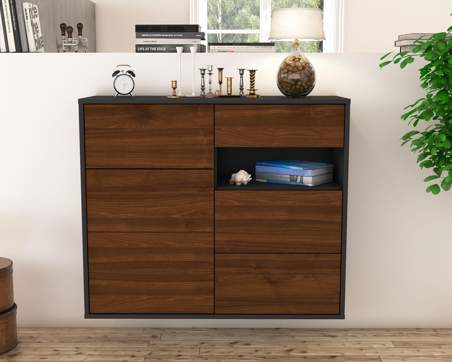 Sideboard Huntsville, Walnuss, hängend (92x79x35cm)