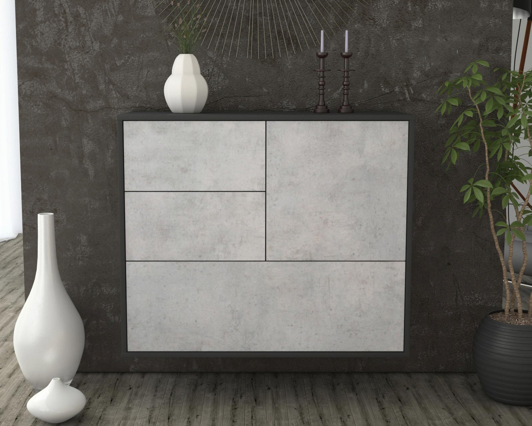 Sideboard Rancho Cucamonga, Beton, hängend (92x79x35cm)