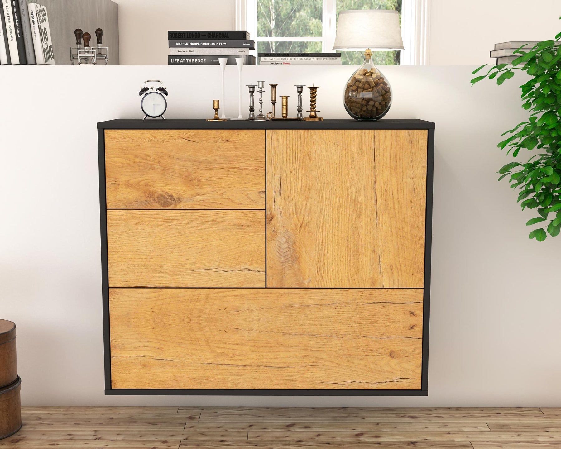 Sideboard Rancho Cucamonga, Eiche, hängend (92x79x35cm)