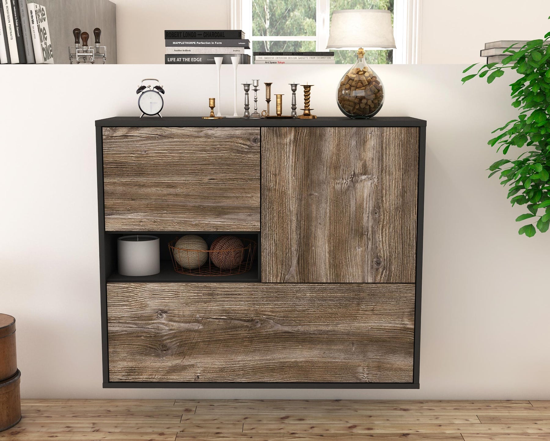 Sideboard Santa Clarita, Treibholz, hängend (92x79x35cm)