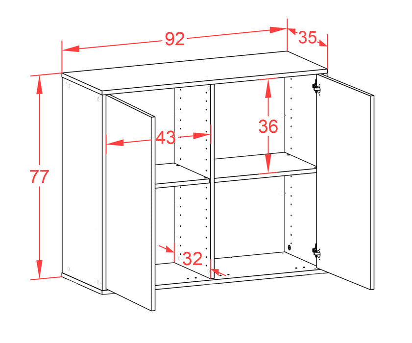 Sideboard Hialeah, Eiche, hängend (92x79x35cm)