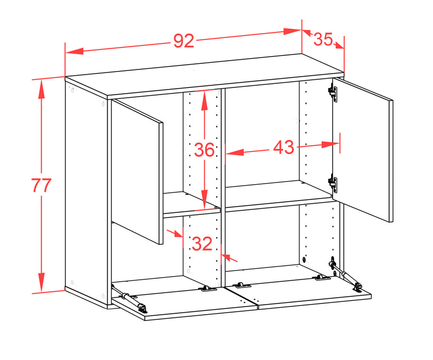 Sideboard Montgomery, Rost, hängend (92x79x35cm)