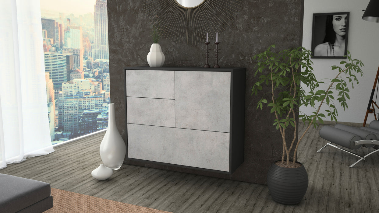 Sideboard Rancho Cucamonga, Beton, hängend (92x79x35cm)