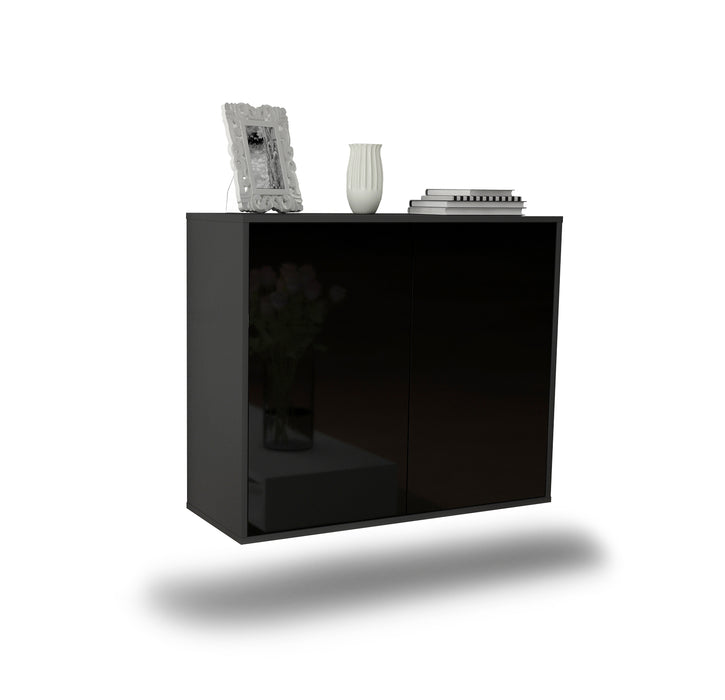 Sideboard Hialeah, Schwarz, hängend (92x79x35cm)