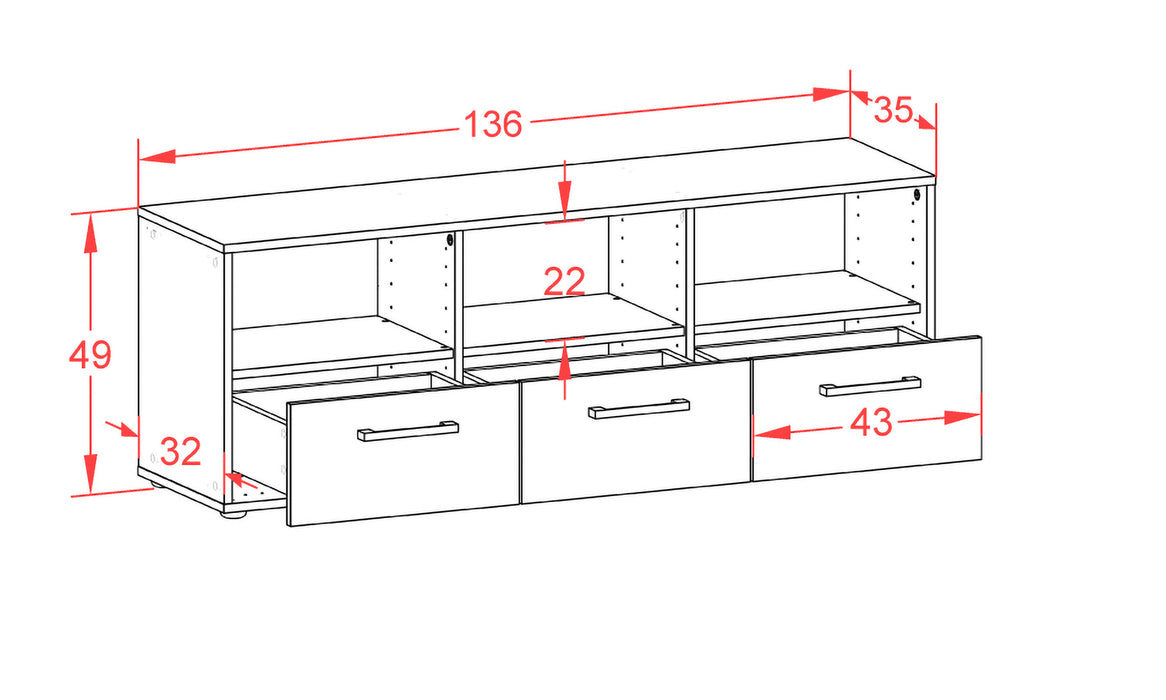 Lowboard Amalia, Rost Maß (136x49x35cm) - Dekati GmbH