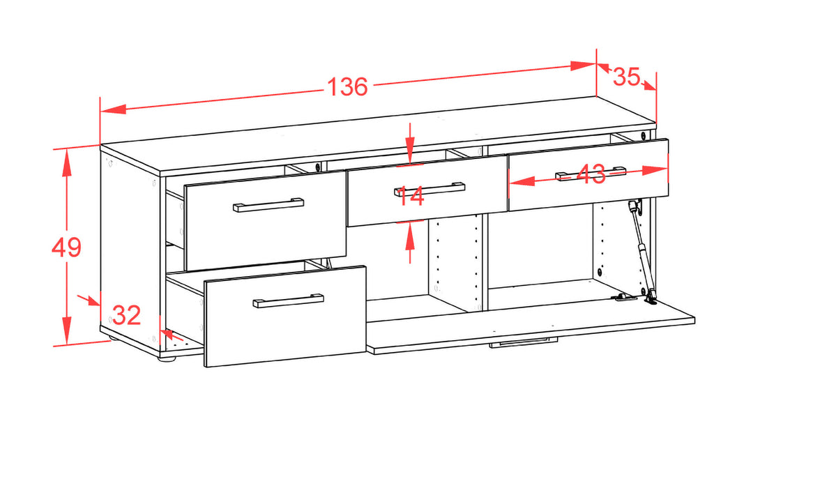 Lowboard Anais, Beton Maß (136x49x35cm) - Dekati GmbH