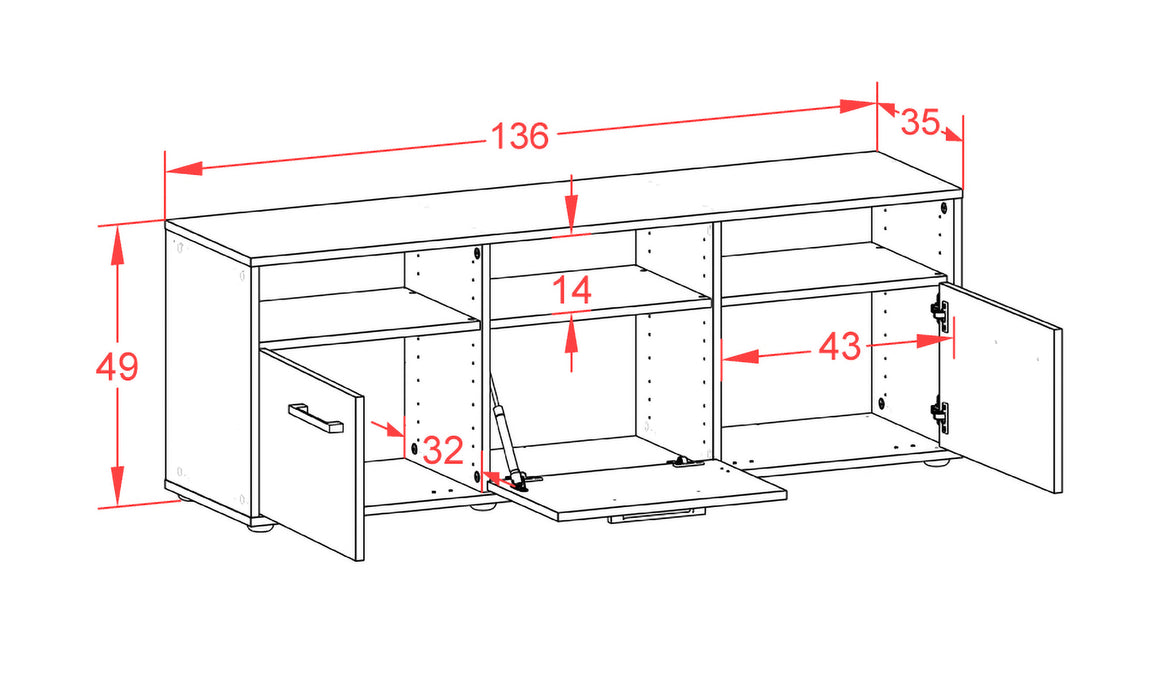 Lowboard Andrina, Rost Maß (136x49x35cm) - Dekati GmbH