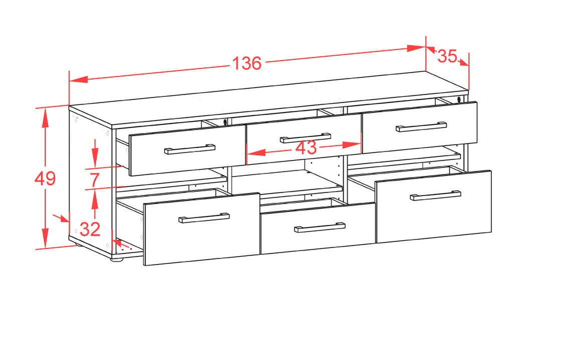 Lowboard Annamaria, Rost Maß (136x49x35cm) - Dekati GmbH