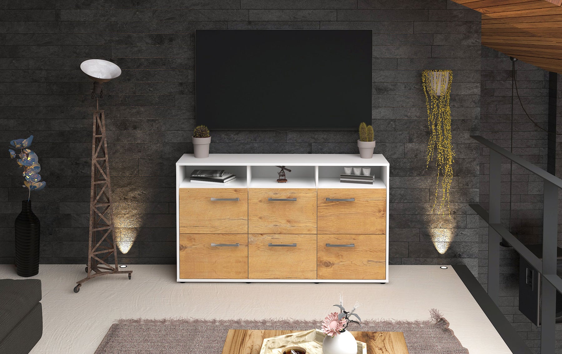 Sideboard Dilara, Eiche Studio ( 136x79x35cm) - Dekati GmbH