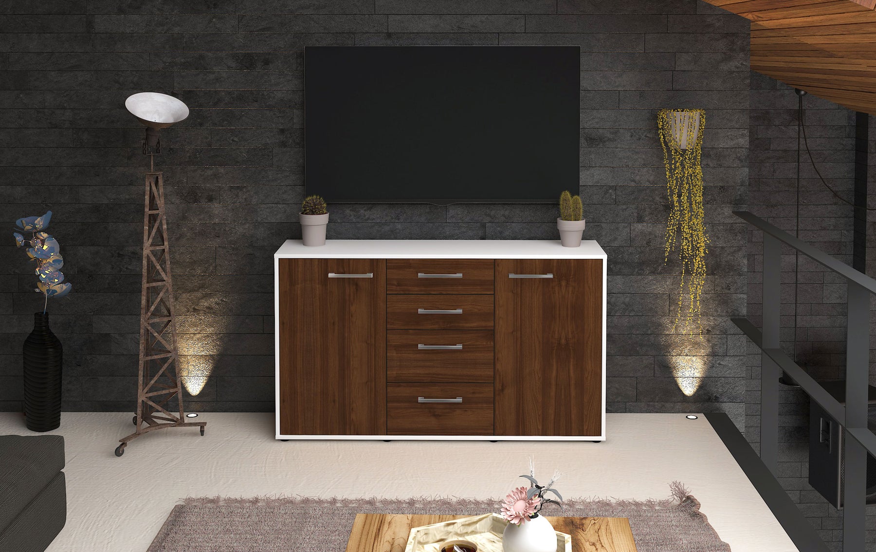 Sideboard Donna, Walnuss Studio ( 136x79x35cm) - Dekati GmbH