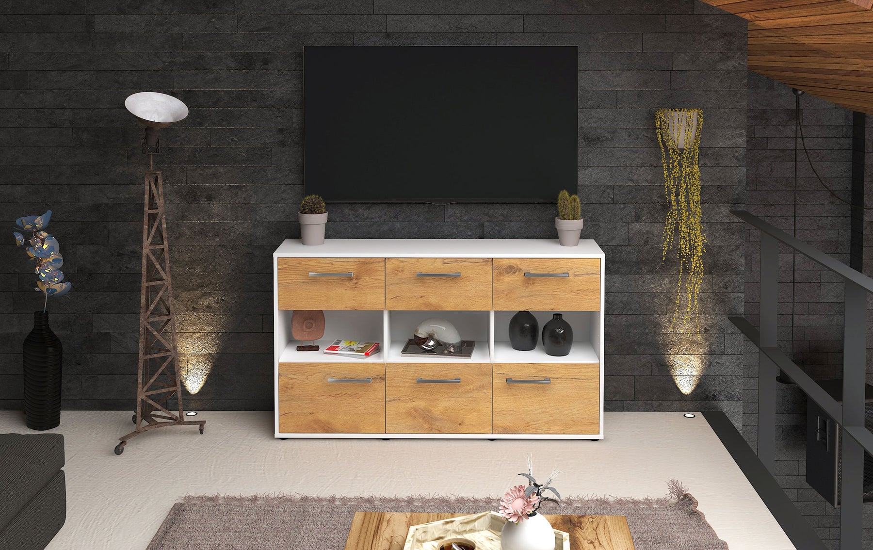 Sideboard Dorett, Eiche Studio ( 136x79x35cm) - Dekati GmbH