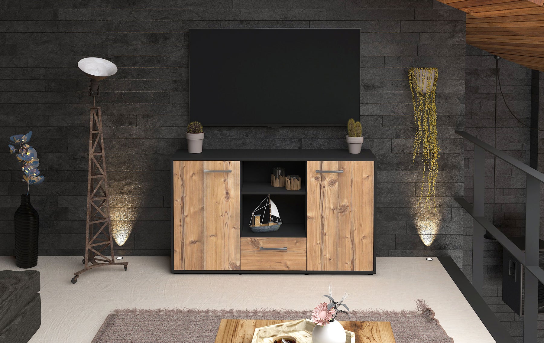 Sideboard Desideria, Pinie Studio (136x79x35cm) - Dekati GmbH