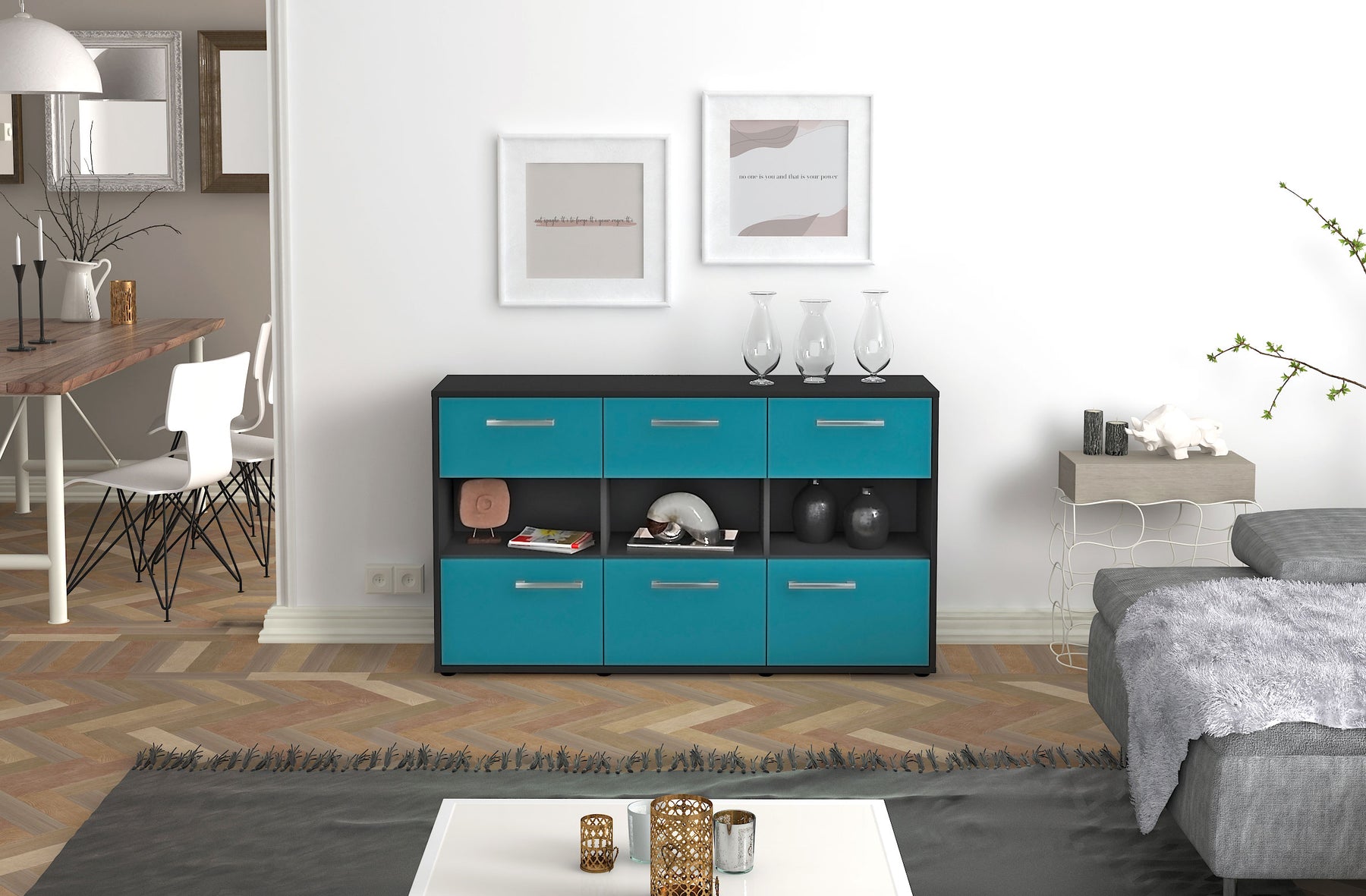 Sideboard Dorett, Tuerkis Studio (136x79x35cm) - Dekati GmbH