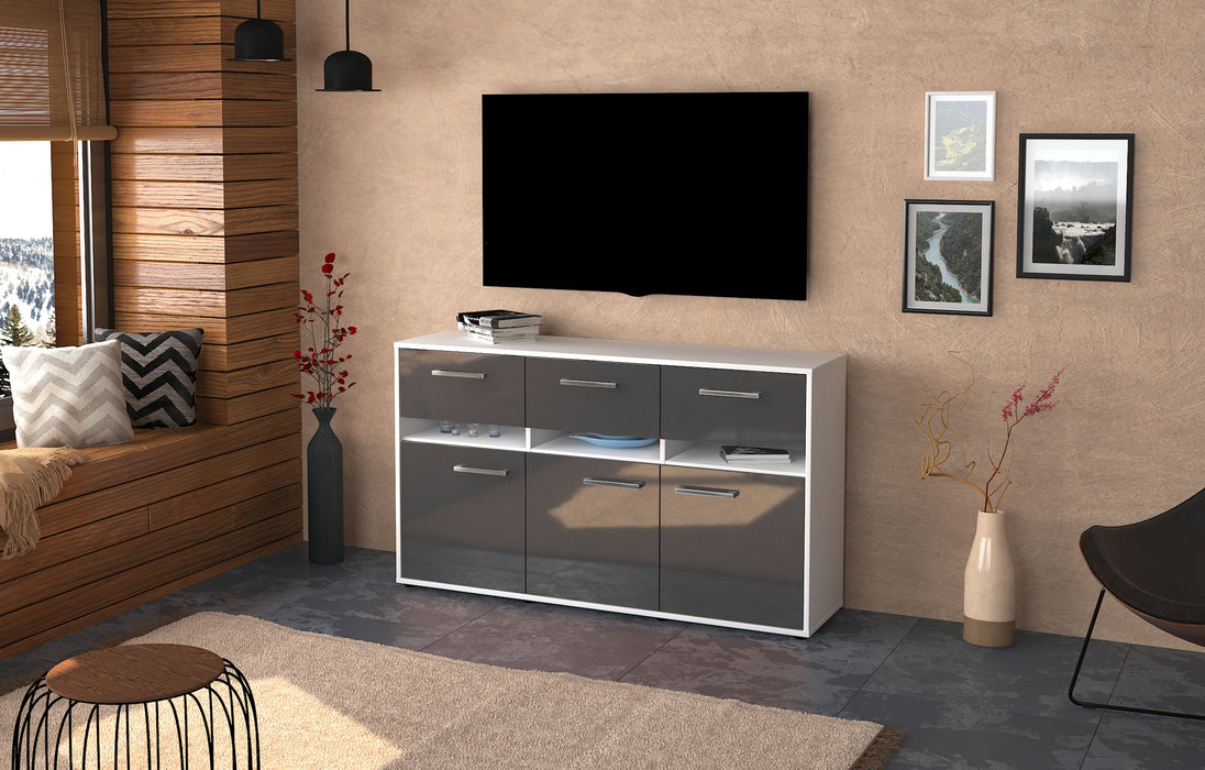 Sideboard Dorinde, Grau Front ( 136x79x35cm) - Dekati GmbH