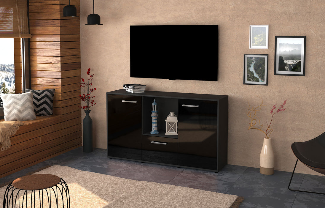 Sideboard Dhonna, Schwarz Front (136x79x35cm) - Dekati GmbH