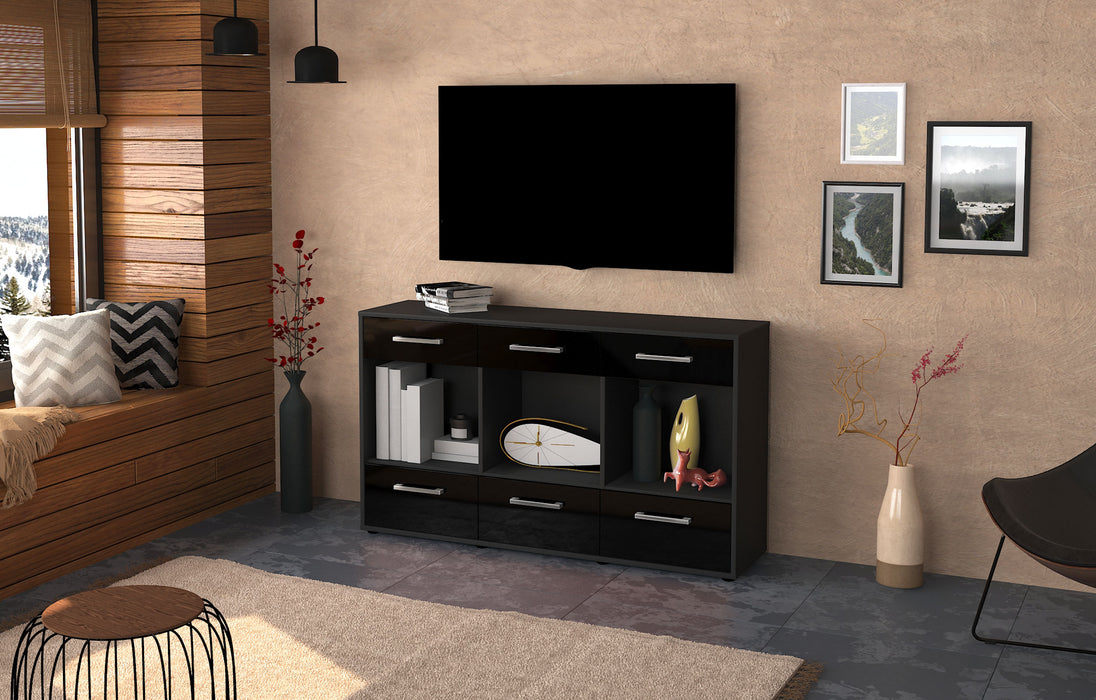 Sideboard Efisia, Schwarz Front (136x79x35cm) - Dekati GmbH