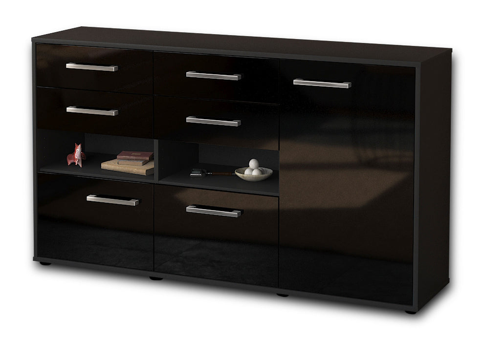 Sideboard Domi, Schwarz Seite (136x79x35cm) - Dekati GmbH