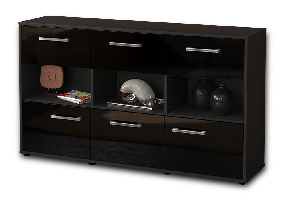 Sideboard Dorett, Schwarz Seite (136x79x35cm) - Dekati GmbH