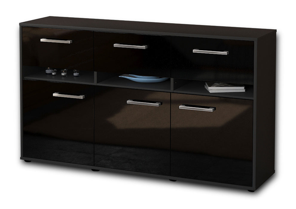 Sideboard Dorinde, Schwarz Seite (136x79x35cm) - Dekati GmbH