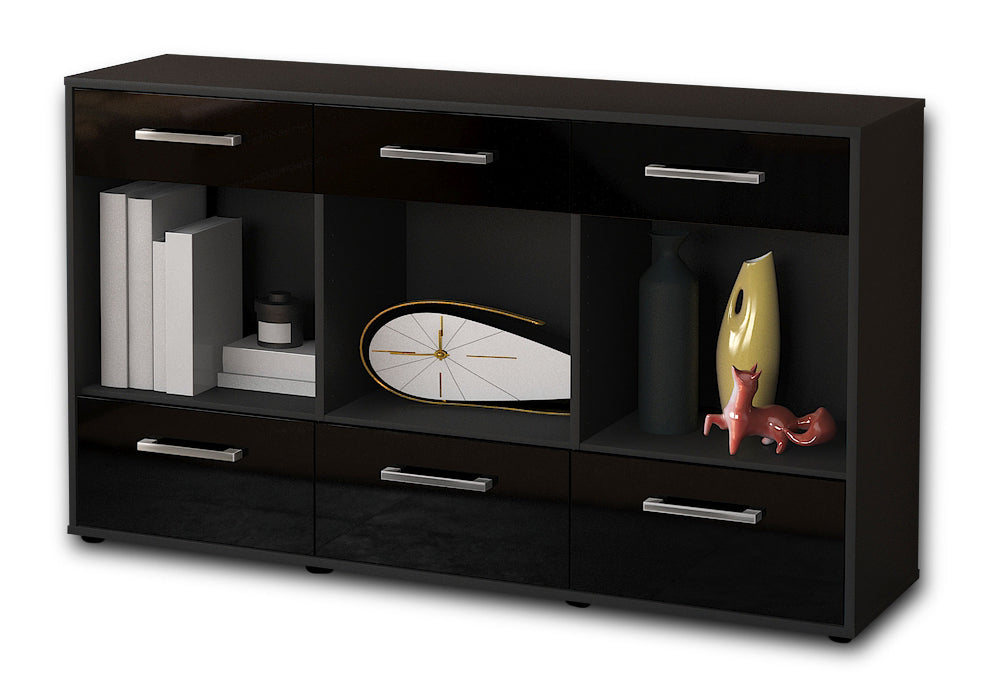 Sideboard Efisia, Schwarz Seite (136x79x35cm) - Dekati GmbH