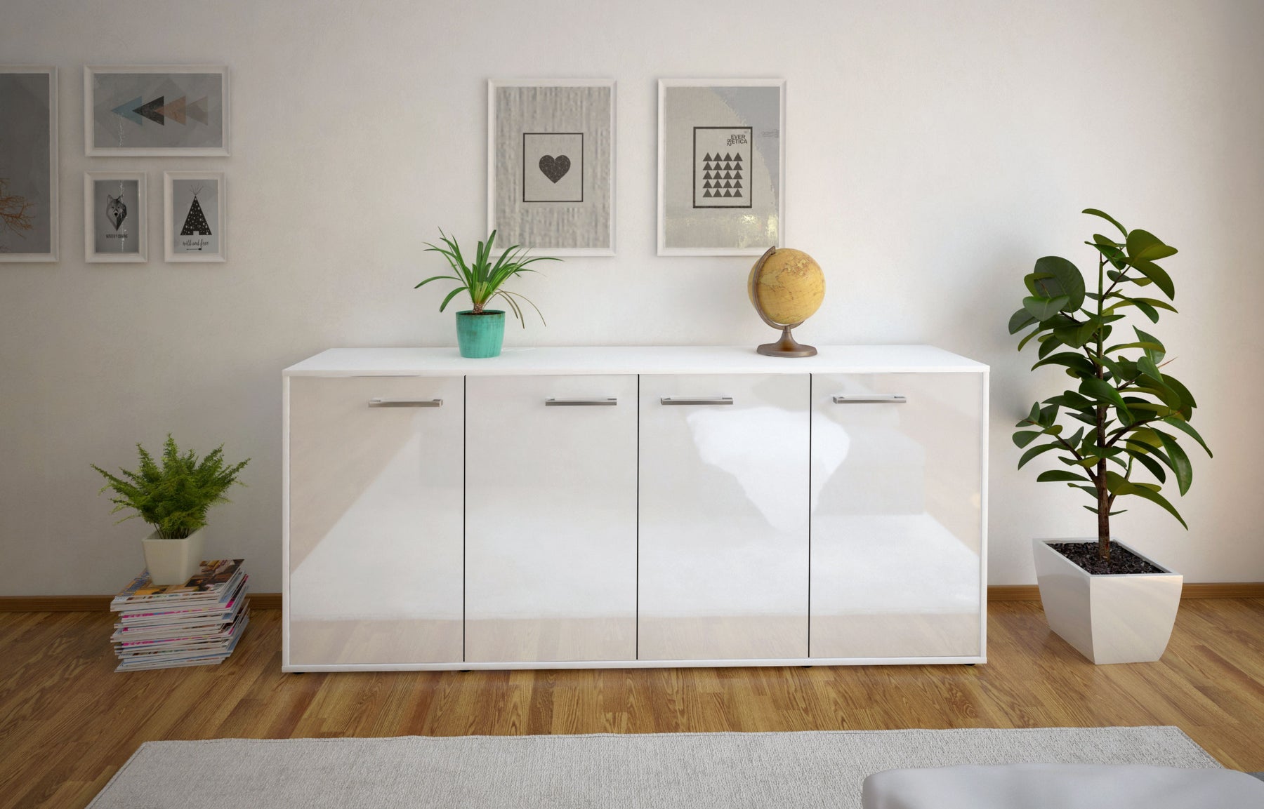 Sideboard Elana, Weiß Studio (180x79x35cm) - Dekati GmbH