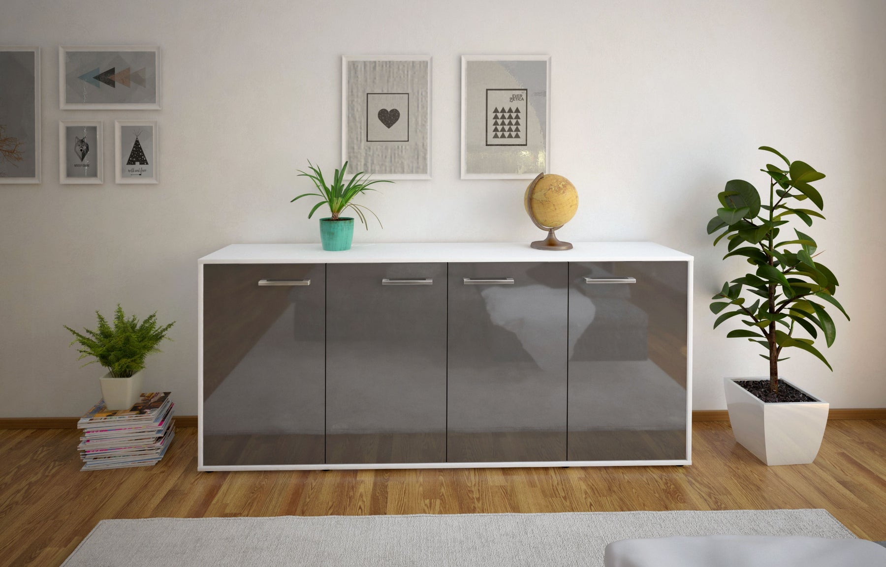 Sideboard Elana, Grau Studio (180x79x35cm) - Dekati GmbH