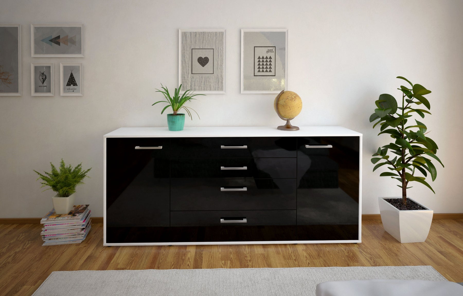 Sideboard Elettra, Schwarz Studio (180x79x35cm) - Dekati GmbH