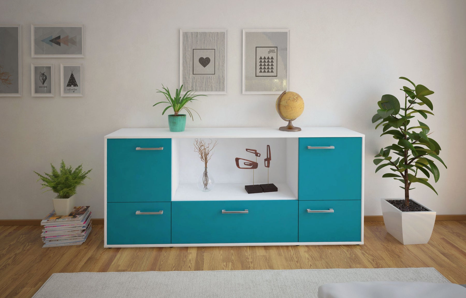 Sideboard Elvezia, Tuerkis Studio (180x79x35cm) - Dekati GmbH