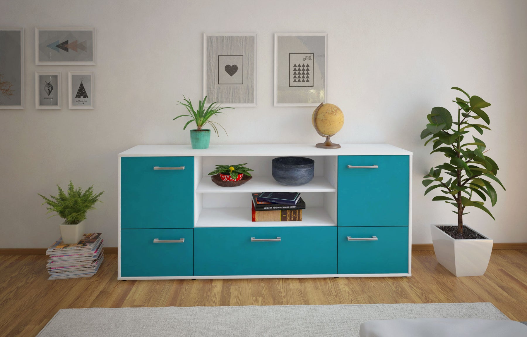 Sideboard Emanuela, Tuerkis Studio (180x79x35cm) - Dekati GmbH