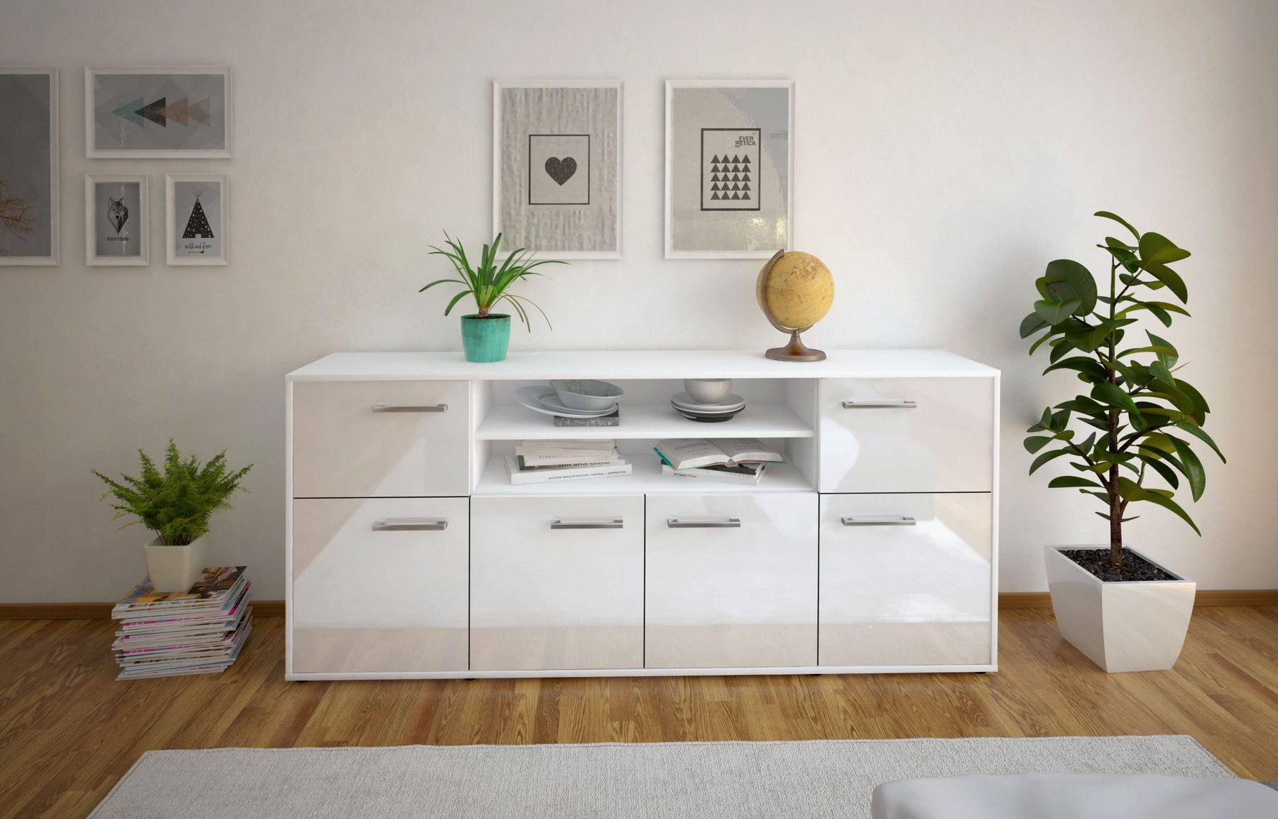 Sideboard Emilia, Weiß Studio (180x79x35cm) - Dekati GmbH