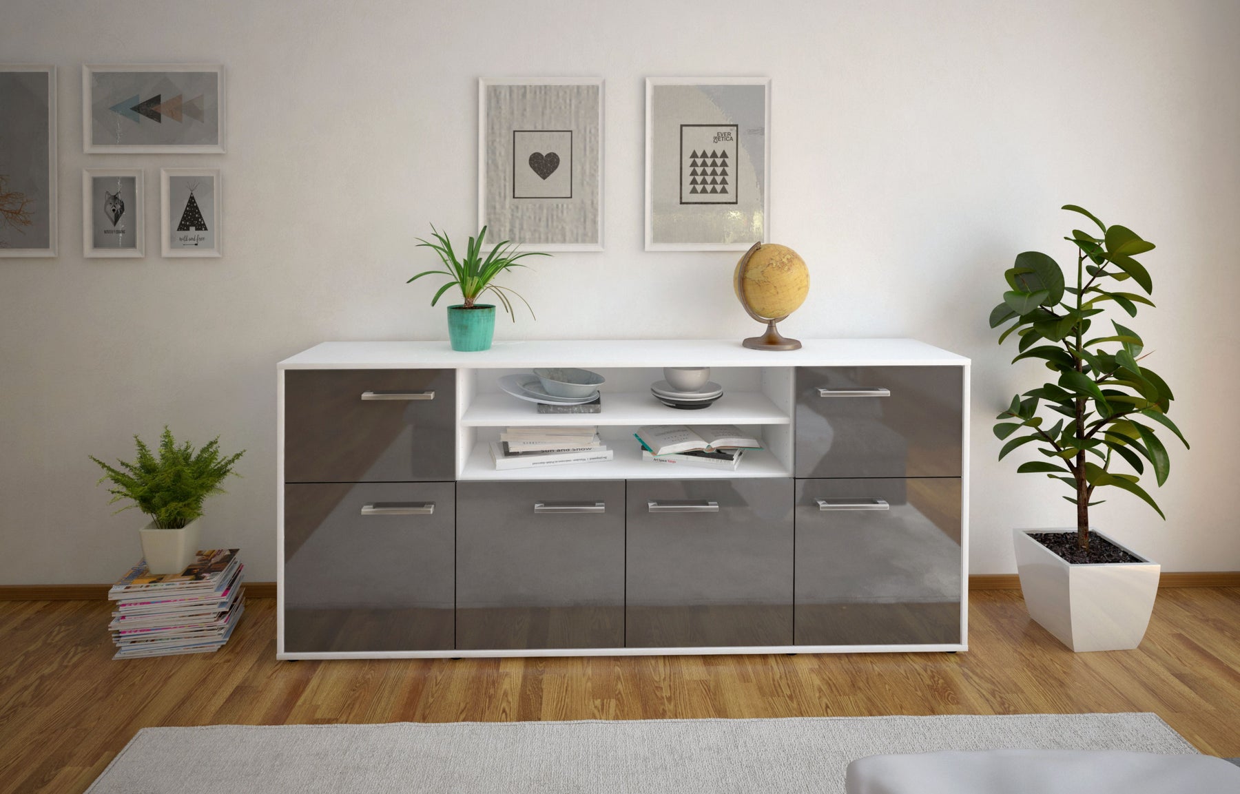 Sideboard Emilia, Grau Studio (180x79x35cm) - Dekati GmbH