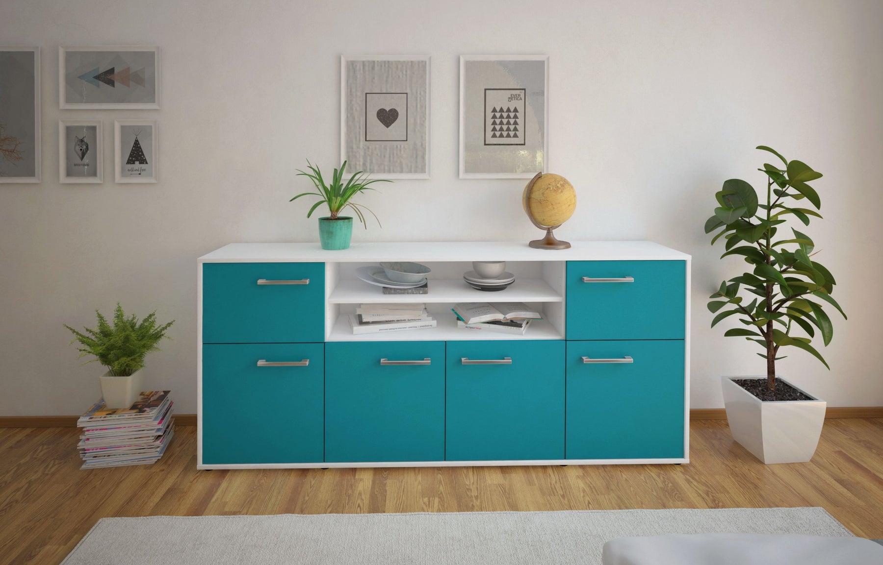 Sideboard Emilia, Tuerkis Studio (180x79x35cm) - Dekati GmbH