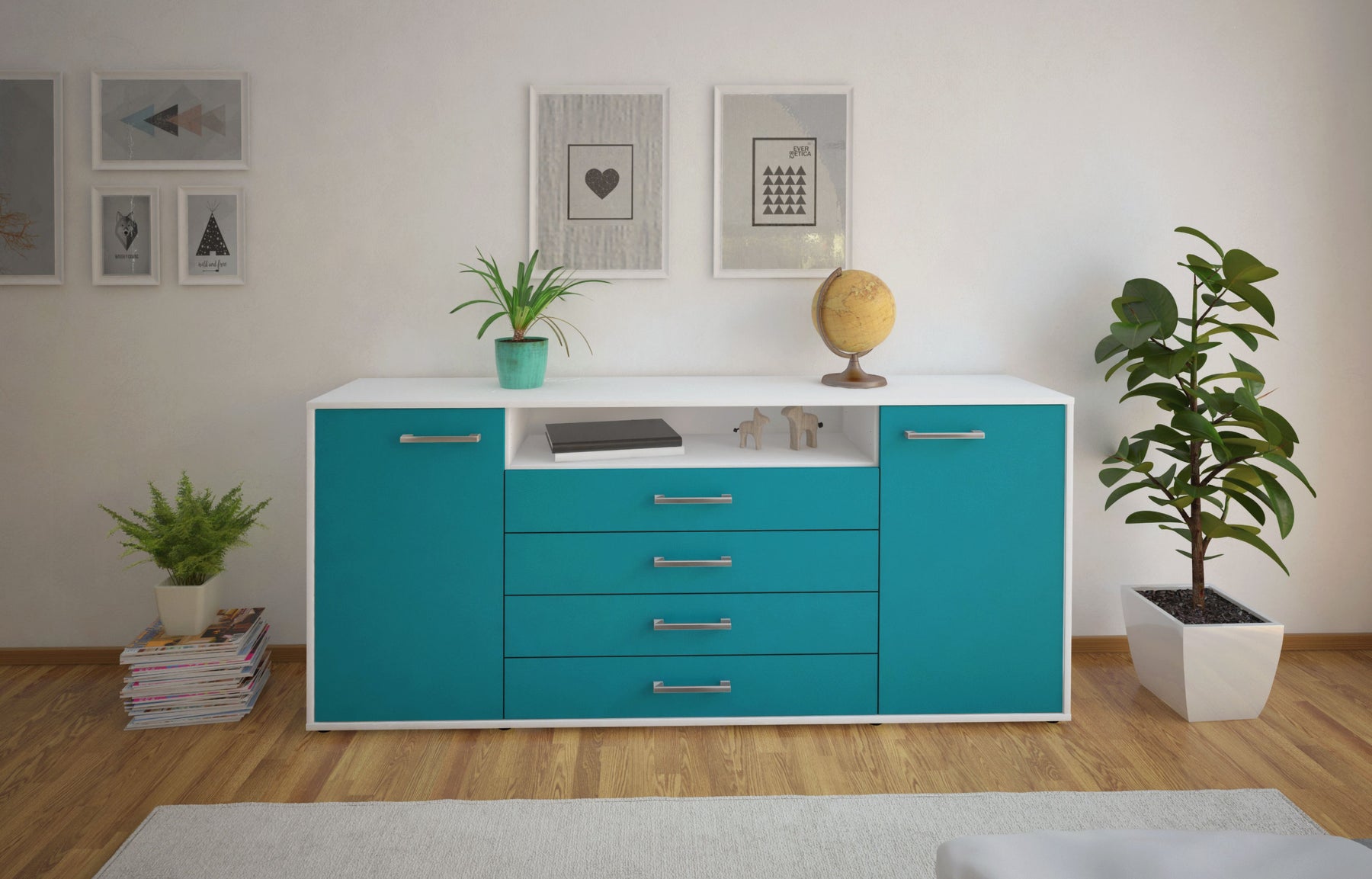 Sideboard Enzo, Tuerkis Studio (180x79x35cm) - Dekati GmbH